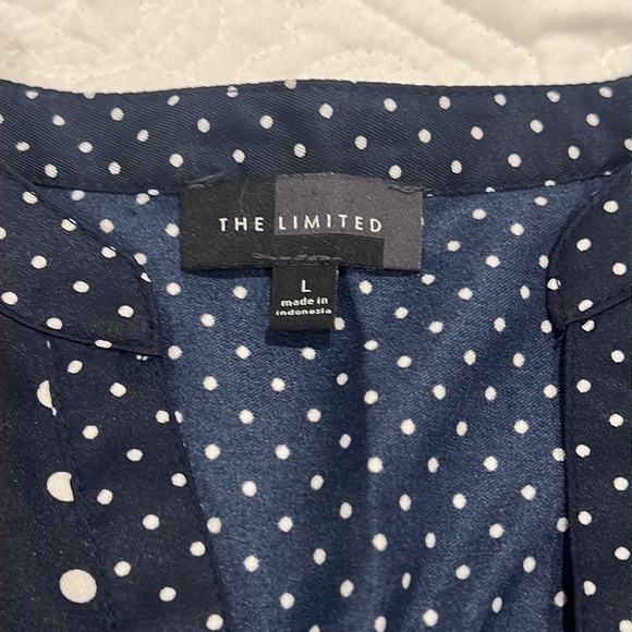 The Limited Long Sleeve Navy & White Polka Dot Print Shirt Size L‎ - Picture 3 of 4